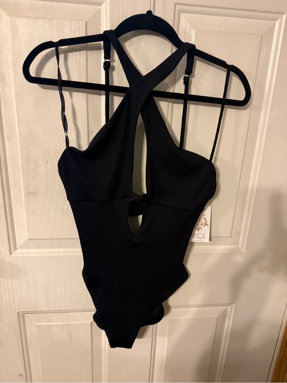 BECCA Black One-Piece Swimsuit with Crisscross Neck
